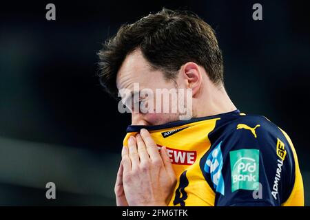 Mannheim, Deutschland. Mai 2021. Handball: Bundesliga, Rhein-Neckar Löwen - Füchse Berlin, Matchday 28, SAP Arena. Patrick Groetzki von den Rhein-Neckar Löwen Gesten. Quelle: Uwe Anspach/dpa/Alamy Live News Stockfoto