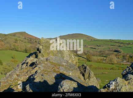 Blick auf den Willstone Hill von Sharpstones, Cuddington Moor, Shropshire Stockfoto