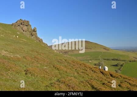 Blick auf Caer Caradoc vom Gipfel des Winstone Hill, Shropshire Stockfoto