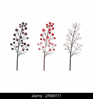 Die Beeren auf dem Ast. Botanische Abbildung. Zur Dekoration von Geschirr, Textilien, Postkarten, Drucken auf Kleidung, Plakaten, Notebooks Stock Vektor