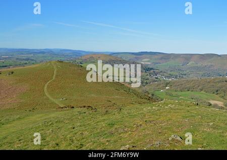 Blick auf Church Stretton von Hope Bowdler, Shropshire Stockfoto