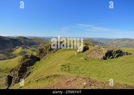 Blick auf Hope Bowdler vom Gipfel des Caer Caradoc Stockfoto