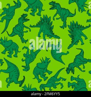 Realistisches Dinosaurier-Muster für Druck, Verpackung, Verpackung. Vektorgrafik. Stock Vektor