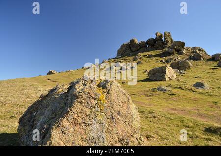 Three Fingers Rock on Summit of Caer Caradoc, Church Stretton, Shropshire Stockfoto