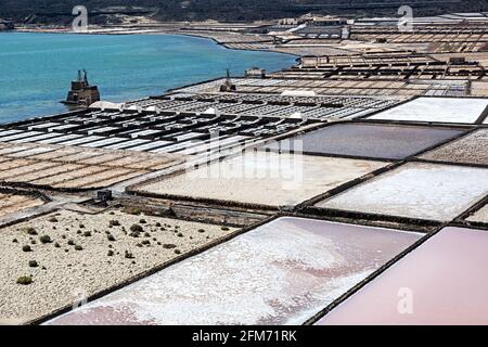 Salinas de Janubio, Lanzarote, Kanarische Inseln, Spanien Stockfoto