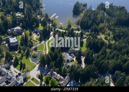 Luftaufnahme der Shawnigan Lake School, Vancouver Island, British Columbia Stockfoto