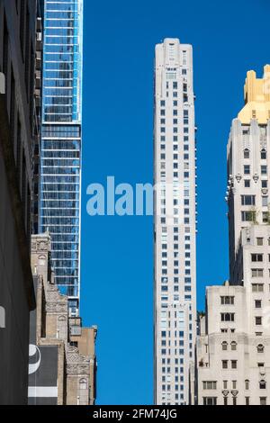 Midtown Skyline mit Supertall Condos, vom Central Park aus gesehen Stockfoto