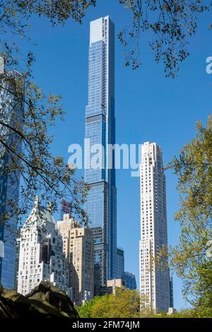 Midtown Skyline mit Supertall Condos, vom Central Park aus gesehen Stockfoto