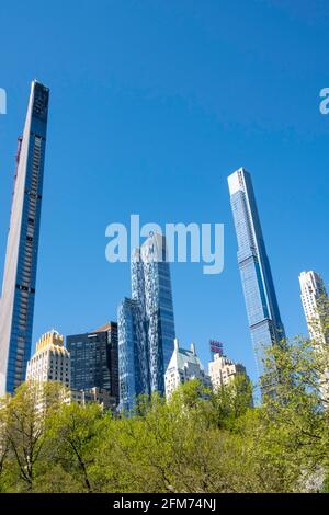 Midtown Skyline mit Supertall Condos, vom Central Park aus gesehen Stockfoto