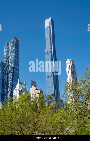 Midtown Skyline mit Supertall Condos, vom Central Park aus gesehen Stockfoto