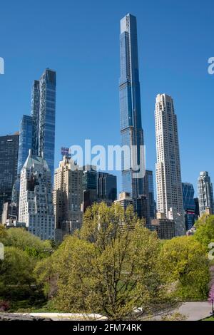 Midtown Skyline mit Supertall Condos, vom Central Park aus gesehen Stockfoto