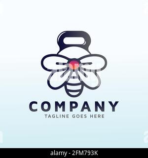 Cooles Bumble Bee-Logo-Design mit Fitness-Symbol Stock Vektor