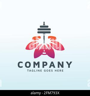 Blume Design Fitness Symbol Vektor Logo Design Stock Vektor