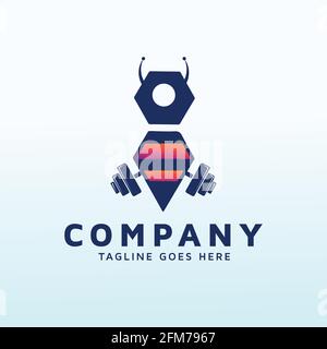 Cooles Bumble Bee-Logo-Design mit Fitness-Symbol Stock Vektor