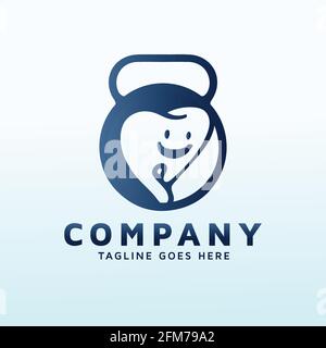 Dentistry-Logo für Kinder mit Fitnesssymbol. Stock Vektor