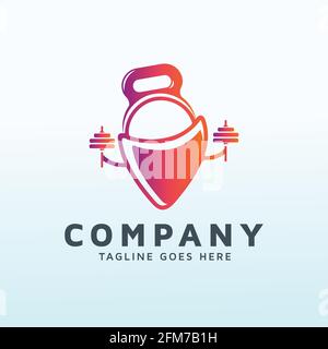 Eierfrühstück-Logo mit Fitnesssymbol Stock Vektor