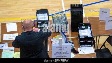 Brentwood Essex 6. Mai 2021 Covid Safe County Council election count at the Brentwood Center, Brentwood, Essex, Credit: Ian Davidson/Alamy Live News Stockfoto