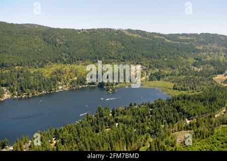 Luftaufnahme des Shawnigan Lake, Vancouver Island, British Columbia, Kanada. Stockfoto