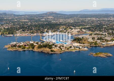 Luftaufnahme von Esquimalt Harbour, Vancouver Island, British Columbia, Kanada. Stockfoto