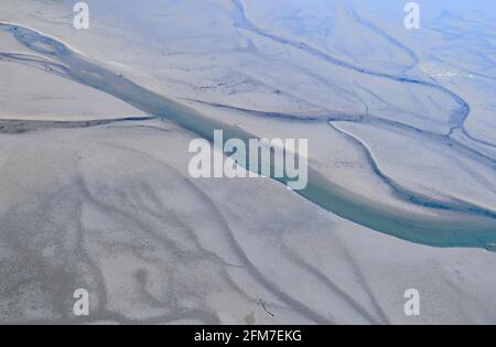 Luftaufnahme der Flussmündung des Chemainus, Chemainus Valley, Vancouver Island, British Columbia, Kanada. Stockfoto