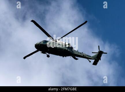 Hubschrauber des United States of America Marine Corps über Kopf. Stockfoto