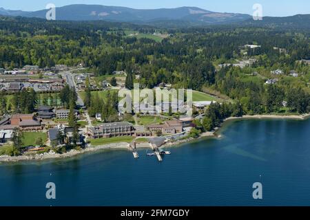 Luftaufnahme der Brentwood College School, Mill Bay, Vancouver Island, British Columbia, Kanada Stockfoto