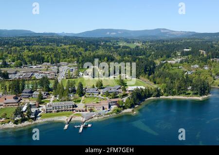 Luftaufnahme der Brentwood College School, Mill Bay, Vancouver Island, British Columbia, Kanada Stockfoto