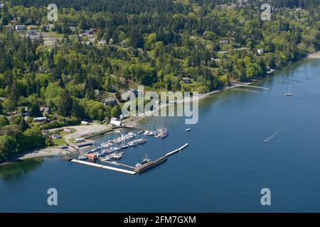 Cherry Point Marina aus der Luft, Vancouver Island, British Columbia Stockfoto