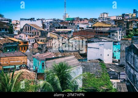 Siedlung von alten Häusern. Salvador de Bahia, Brasilien. Stockfoto