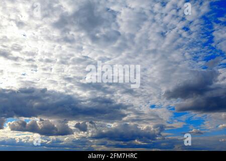 Stratocumulus niedrige Wolken . Wolkenlandschaft am Morgen Stockfoto