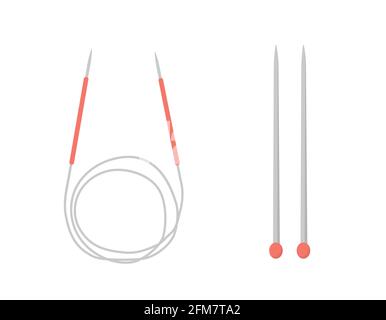 Stricknadeln. Niedliche handgezeichnete Schneiderelemente. Vektor-Illustration im flachen Cartoon-Stil Stock Vektor