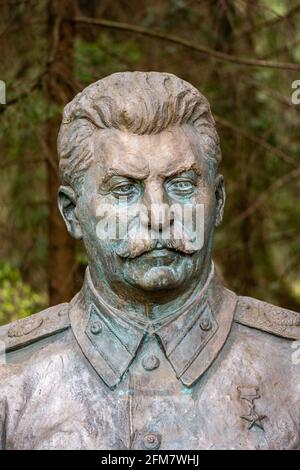 Stalins Bronzeskulptur Büste, russischer Revolutionär, Politiker und Politoretiker, Generalsekretär der Kommunistischen Partei der Sowjetunion Stockfoto