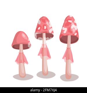 Symbol für Pilze auf weißem Hintergrund isoliert. Niedlicher Feenpilz. Vorlage Vektordarstellung für Verpackung, Banner, Karte und anderes Design. Essen Stock Vektor