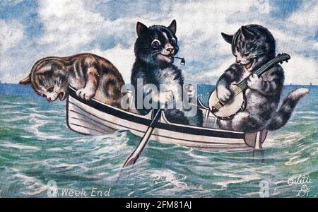 William Henry Ellam Kunstwerk mit dem Titel Three Cats. Stockfoto