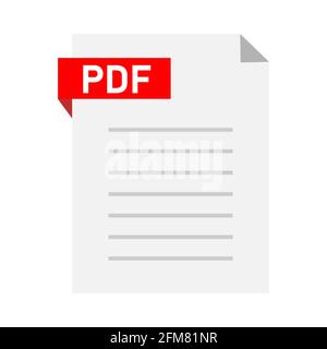 pdf Dokument Notiz Symbol auf weißem Hintergrund. Papier Blatt Zeichen. pdf Notizblock Dokument Geschäftskonzept. Flach Stil. Stockfoto