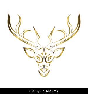 Goldlinie Kunst des Hirschkopfes. Gute Verwendung für Symbol, Maskottchen, Symbol, Avatar, Tattoo, T-Shirt-Design, Logo oder ein beliebiges Design. Stock Vektor