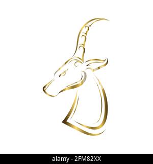 Goldlinie Kunst der Impala Kopf. Gute Verwendung für Symbol, Maskottchen, Symbol, Avatar, Tattoo, T-Shirt-Design, Logo oder ein beliebiges Design. Stock Vektor