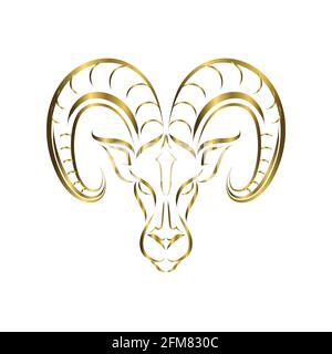 Linienvektorlogo des RAM-Kopfes. Es ist ein Zeichen des Widder-Tierkreises. Stock Vektor