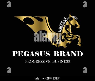 Linienkunstvektor von pegasus mit angehobenen Vorderbeinen. Geeignet für den Einsatz als Dekoration oder Logo. Stock Vektor
