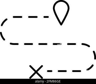Symbol für dünne Linien der Routenkarte Stock Vektor