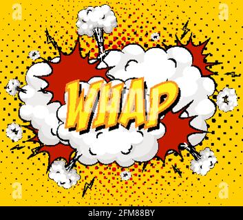 WHAP Text auf Comic Cloud Explosion auf gelbem Hintergrund Illustration Stock Vektor