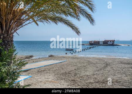 Ruine der Segelschule im Mar Menor in Santiago de la Ribera, Murcia, Spanien Stockfoto