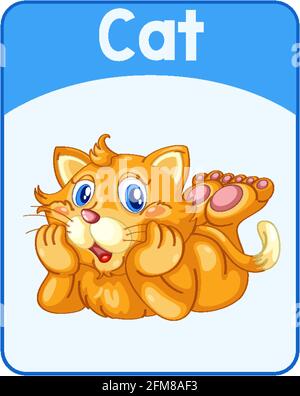 Pädagogische englische Wortkarte der Katze Illustration Stock Vektor