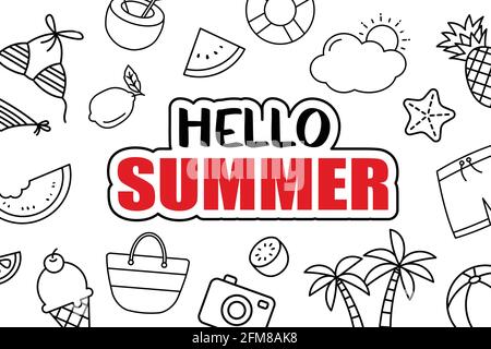 Es ist Sommer Zeit Hintergrund. Sommerbanner mit tropischen Elementen. Stock Vektor