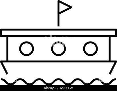 Hausboot Haus dünne Linie Symbol Stock Vektor