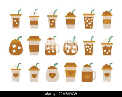 Symbol für eine eisgekühlte Kaffeetasse. Kaffeebecher in flachem Design. Stock Vektor