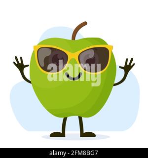 Niedliche und lustige Apfel-Charakter Stock Vektor