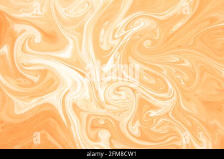 Kaffee und Milch mischen oder marmorierte Schokolade, Aquarell-Tinte Textur Hintergrund, Illustration, abstrakte Kunst Stockfoto
