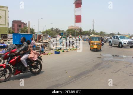 Leuchtturm Fischerdorf Basar Zentrum alten Markt Chennai ( Madras ) Indien Tamil Nadu Stockfoto