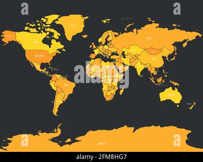 Vereinfachte Weltkarte mit glatten Grenzen Stock Vektor